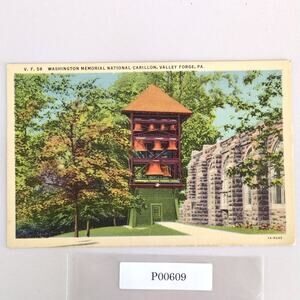 Washington Memorial National Carillon Valley Forge PA 1930s Linen Postcard Bells